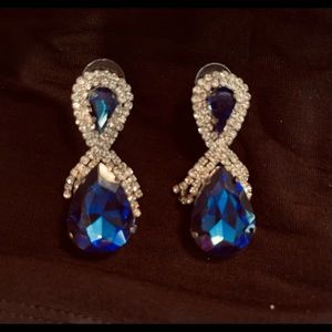 Sapphire, Gold and Rhinestone earrings.
